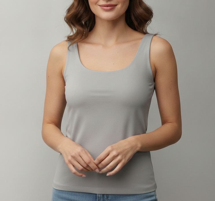 Square Neck Cotton Stretch Tank Top For Her