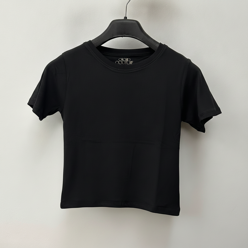 Fitted Crew Neck Baby Tee Crop Top For Her