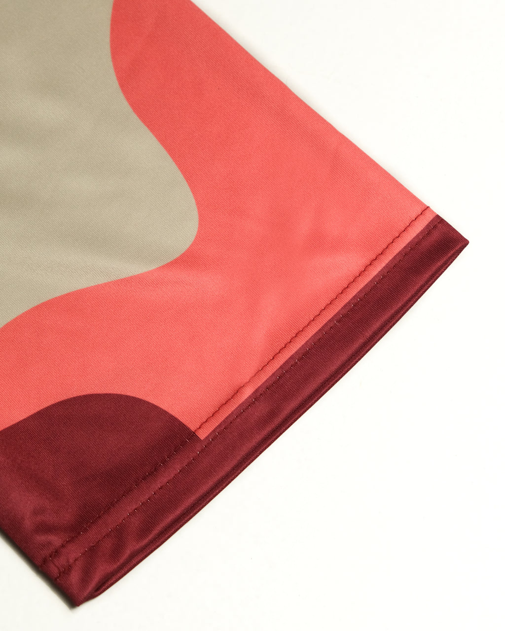 Weavy Paneled Tee — Coral & Maroon