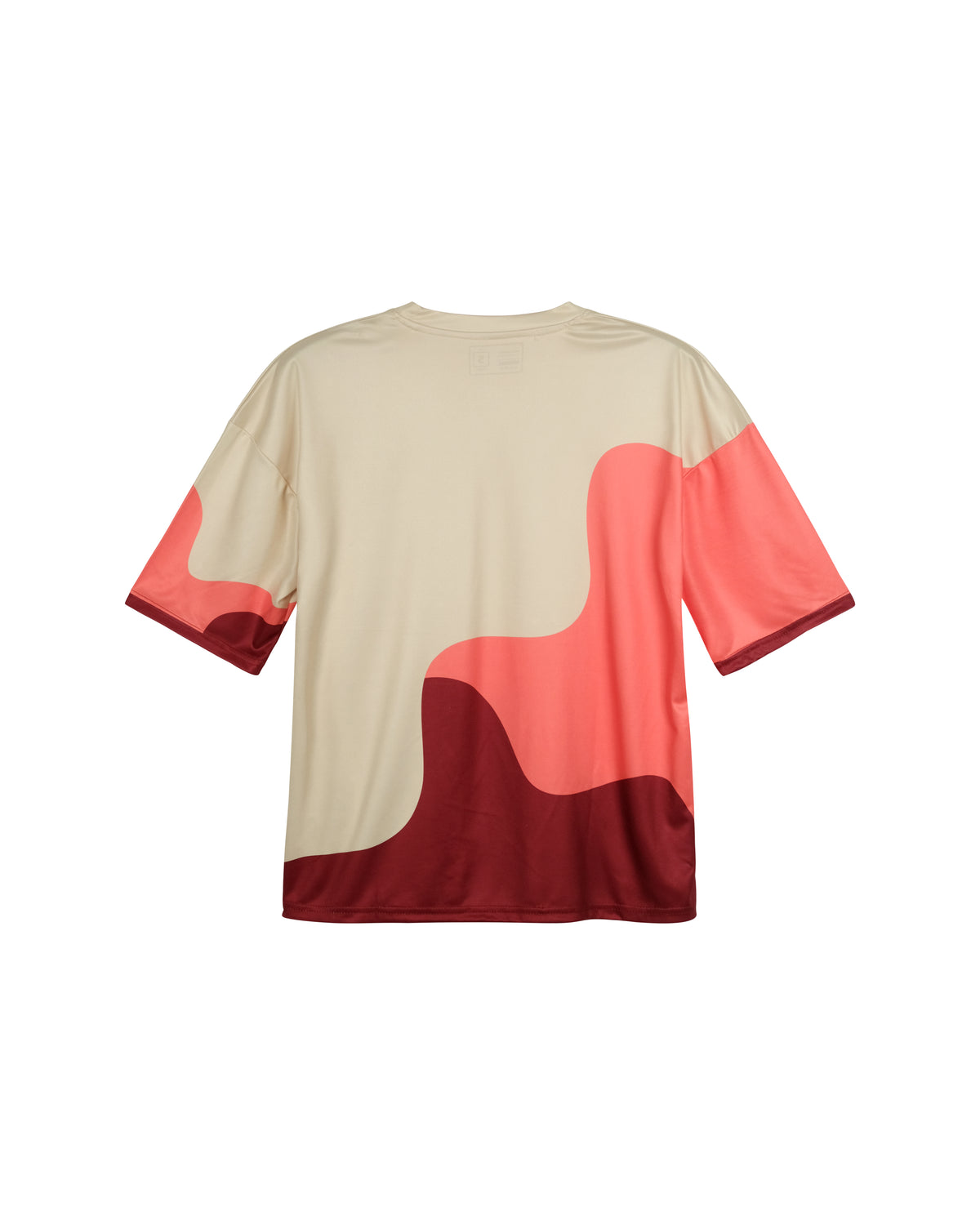 Weavy Paneled Tee — Coral & Maroon