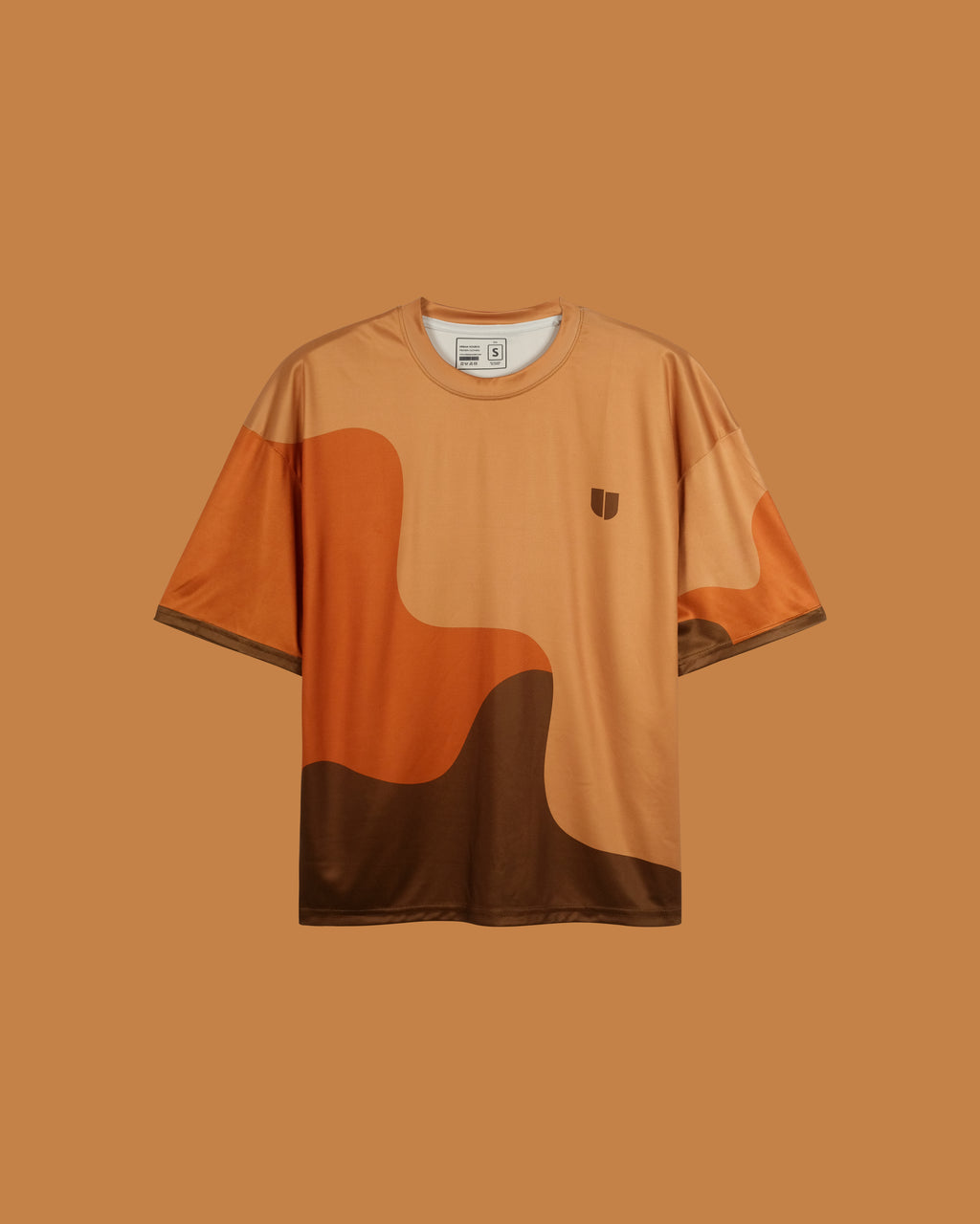 Weavy Paneled Tee — Rust & Cognac
