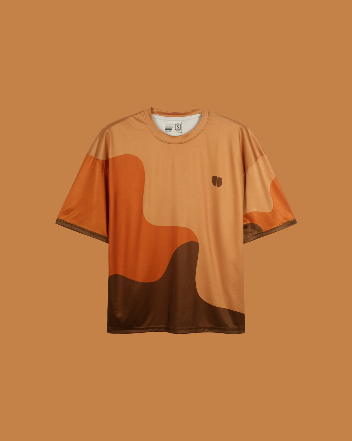 Weavy Paneled Tee — Rust & Cognac